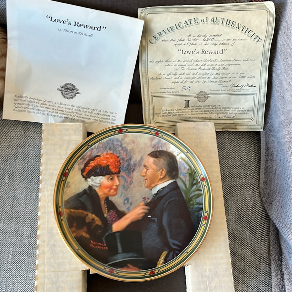 Love's Reward collector plate. Norman Rockwell Knowles fine china